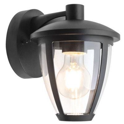 Long Life Lamps Company Outdoor Downward Wall Light Black Lantern Clear Diffuser Ip44 Zlc381 - image 1