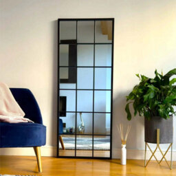 Jōbū Jobu Home - Kyo - Full Length Black Metal Rectangle Lattice Grid Mirror - 150Cm X 60Cm - thumbnail 3