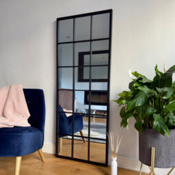 Jōbū Jobu Home - Kyo - Full Length Black Metal Rectangle Lattice Grid Mirror - 150Cm X 60Cm - thumbnail 2