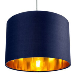 Happy Homewares Contemporary Blue Cotton 12 Table/pendant Lamp Shade With Shiny Copper Inner - thumbnail 4