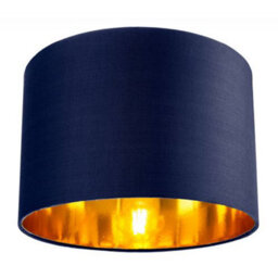 Happy Homewares Contemporary Blue Cotton 12 Table/pendant Lamp Shade With Shiny Copper Inner
