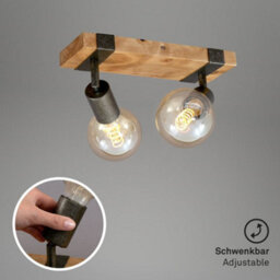 Briloner E27 Ceiling Light Wood Metal 2 Way Industrial Spotlight Lamp - thumbnail 5