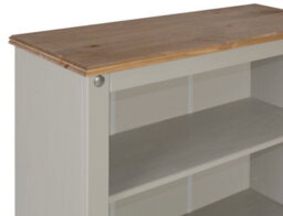 Mercers Furniture Corona Grey Wax Large Bookcase 5 Shelf Open Display Solid Wood Pine Wooden With Mexican Styling - thumbnail 5