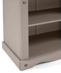 Mercers Furniture Corona Grey Wax Large Bookcase 5 Shelf Open Display Solid Wood Pine Wooden With Mexican Styling - thumbnail 4