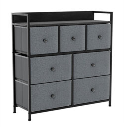 Grey & Black 7 Drawer Fabric Storage Chest Cabinet - thumbnail 1