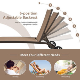 Gainoom Outdoor Adjustable Coffee Chaise Lounge Patio Lounge Chair With Smooth Wheels - thumbnail 9