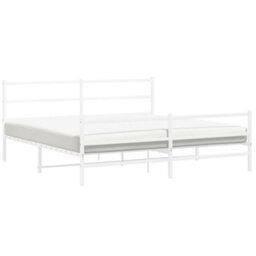 Berkfield Metal Bed Frame Without Mattress With Footboard White 183X213Cm - thumbnail 4