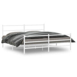 Berkfield Metal Bed Frame Without Mattress With Footboard White 183X213Cm - thumbnail 2