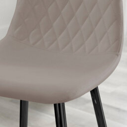 Furniturebox Uk 2X Counter Stools - Corona Cappuccino Beige Faux Leather Dining Chair Black Metal Legs - Industrial Scandi Style - thumbnail 3