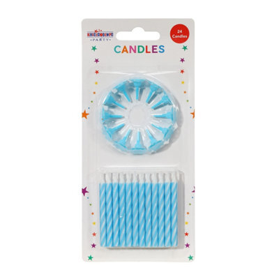 Baby Blue Candles - 24 Candles 12 Holders Pack Of 18 - image 1