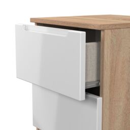Messina Ready Assembled White & Oak 2 Drawer Bedside Chest (H)495mm (W)370mm (D)390mm - thumbnail 3