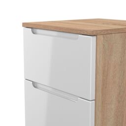Messina Ready Assembled White & Oak 2 Drawer Bedside Chest (H)495mm (W)370mm (D)390mm - thumbnail 4