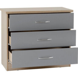 Nevada 3 Drawer Chest Of Drawers Grey Gloss Bedroom Storage Cabinet Furniture - thumbnail 4