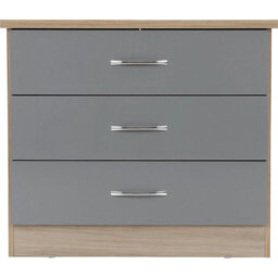 Nevada 3 Drawer Chest Of Drawers Grey Gloss Bedroom Storage Cabinet Furniture - thumbnail 3