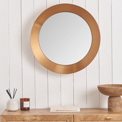 Pacific Lifestyle Round Wall Mirror Gold Metal Wide Angled Frame 60Cm Concave Contemporary - image 1