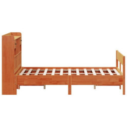 Berkfield Bookcase Bed Without Mattress Wax Brown 160X200Cm Solid Wood Pine - thumbnail 5