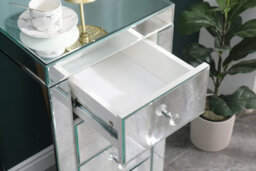 Furniturehmd 3 Drawer Mirrored Bedside Table Crystal Units Nightstand Storage Cabinet For Bedroom,living Room - thumbnail 5