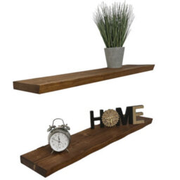 MKGT Set Of 2 Live Edge Rustic Wall Shelves Ideal For Kitchen Room Deco Shelf (Tudor Oak, 100 Cm Long) - thumbnail 1