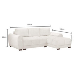 Beehive Furniture Azara - Universal Corner Sofa Bed - Cream Upholstered Corner Couch - thumbnail 2