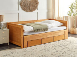 Beliani Bed With Storage Drawers Wood Cahors 90 X 200 Cm (Eu Single) Brown - thumbnail 2