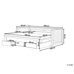 Beliani Bed With Storage Drawers Wood Cahors 90 X 200 Cm (Eu Single) Brown - thumbnail 3