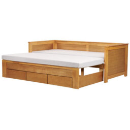 Beliani Bed With Storage Drawers Wood Cahors 90 X 200 Cm (Eu Single) Brown - thumbnail 1