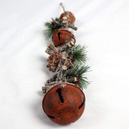 Shatchi Hanging Decoration With Jingle Bells Wooden Sticks, Berries And Pinecones Christmas Home Wall Door 50 Cm Rustic - thumbnail 3
