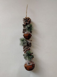 Shatchi Hanging Decoration With Jingle Bells Wooden Sticks, Berries And Pinecones Christmas Home Wall Door 50 Cm Rustic - thumbnail 5