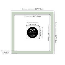 "7X7"" Mint Green Picture Frame - 7X7"" Square Frame With 3X3"" Mount For 7X7""/3X3"" Pictures Art Deco Style Photo Display, 1 Pack" - thumbnail 2