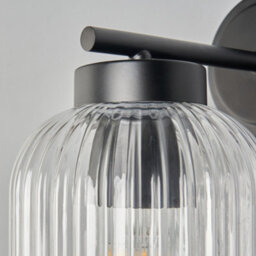 Litecraft Azalea Black Ribbed Glass Outdoor Wall Light - thumbnail 5