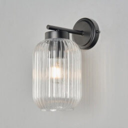 Litecraft Azalea Black Ribbed Glass Outdoor Wall Light - thumbnail 3