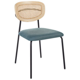 Beliani Set Of 2 Dining Chairs Mayetta Rattan Teal - thumbnail 4
