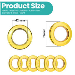 Neel Blue 42mm Platic Eyelets, Gold Grommet Rings For Curtains & Drapes, Backdrop, 10Pcs - thumbnail 2
