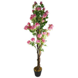 Leaf 150Cm Artificial Pink Rose Tree