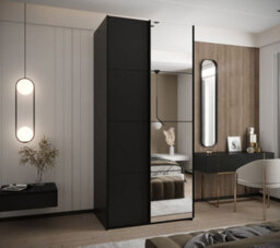 Arte Trosa Iii Black Mirrored Sliding Door Wardrobe W1100mm H2450mm D640mm With Black Steel Handles - thumbnail 2