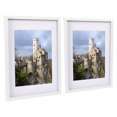 "Nicola Spring 2X Photo Frames With White A4 Mount - A3 (12"" X 17"") White Portrait Hanging Wall Mounted Picture Display Frame" - image 1