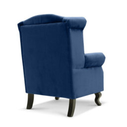 Velvet Wingback Fireside Chair Armchair With Buttons Blue - thumbnail 5
