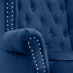 Velvet Wingback Fireside Chair Armchair With Buttons Blue - thumbnail 7