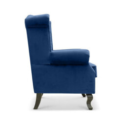 Velvet Wingback Fireside Chair Armchair With Buttons Blue - thumbnail 6