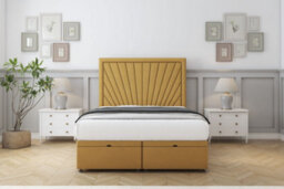 "Sloomy Somerset Mustard Plush Ottoman Bed With Mattress With 26"" Strutted Headboard 3' Single" - thumbnail 1