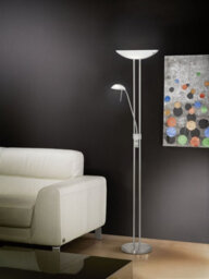 Elegant Satin Nickel Floor Lamp With White Glass Shade - thumbnail 3