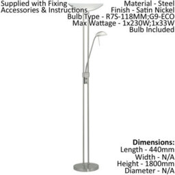 Elegant Satin Nickel Floor Lamp With White Glass Shade - thumbnail 2