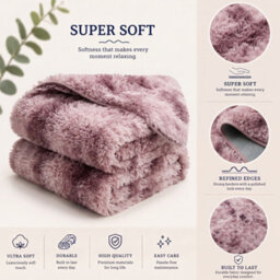 Oxford Homeware Shaggy Rug Anti-Slip Washable Soft Fluffy Living Room And Bedroom Rug (Mottled Pink, 60X220Cm) - thumbnail 4