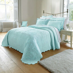 Mint Gabriella Bedspread - Machine Washable Bedding With Floral Design & Matelasse Weave - Size Single, Measures 135 X 200Cm - thumbnail 2