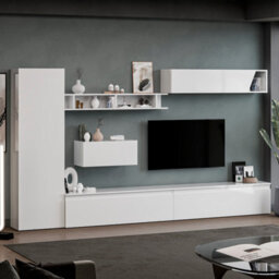 Decorotika Nice Moduler Modern Tv Unit Wall Mount Customizable Layout High Gloss White - thumbnail 3