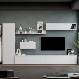 Decorotika Nice Moduler Modern Tv Unit Wall Mount Customizable Layout High Gloss White