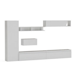 Decorotika Nice Moduler Modern Tv Unit Wall Mount Customizable Layout High Gloss White - thumbnail 4