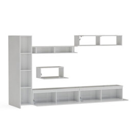 Decorotika Nice Moduler Modern Tv Unit Wall Mount Customizable Layout High Gloss White - thumbnail 5