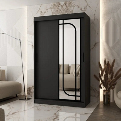 Arte Alabama Black 120Cm Sliding Door Wardrobe With Bold Bedroom Storage - image 1