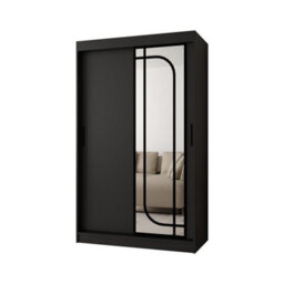 Arte Alabama Black 120Cm Sliding Door Wardrobe With Bold Bedroom Storage - thumbnail 3